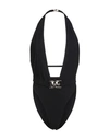 Dolce & Gabbana Plunging Neckline Belted Swimsuit In Black