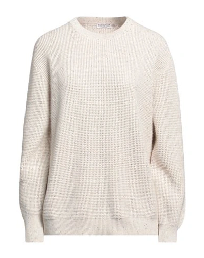 Brunello Cucinelli Long Sleeve Crew-neck Sweater In White