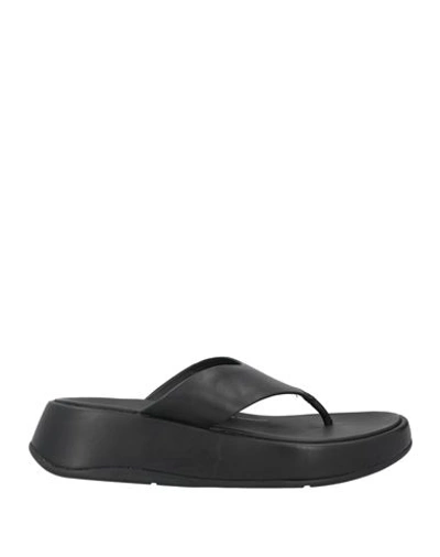 FITFLOP FITFLOP WOMAN THONG SANDAL BLACK SIZE 8 LEATHER