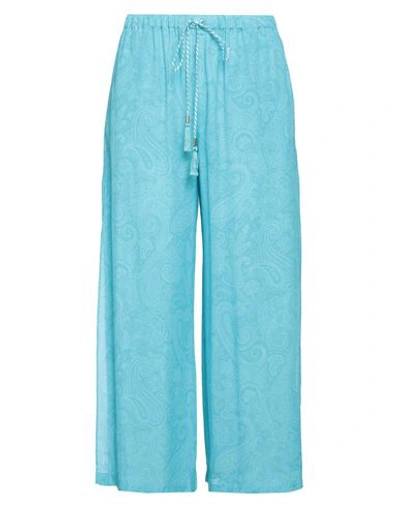 Etro Woman Pants Turquoise Size 4 Viscose In Blue