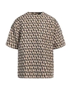 VALENTINO VALENTINO GARAVANI MAN T-SHIRT LIGHT BROWN SIZE M SILK