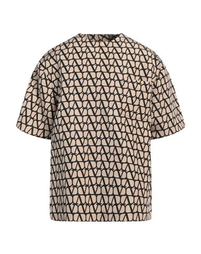 VALENTINO VALENTINO GARAVANI MAN T-SHIRT LIGHT BROWN SIZE M SILK