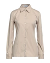 Prada Woman Shirt Beige Size 8 Cotton, Polyamide, Elastane