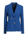 Tagliatore 02-05 Woman Blazer Bright Blue Size 4 Polyester, Linen