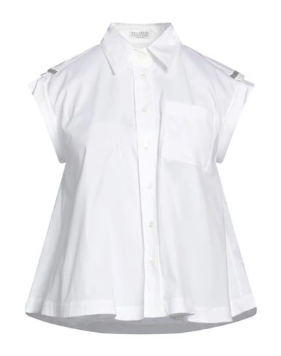 Brunello Cucinelli Woman Shirt White Size Xl Cotton, Polyamide, Elastane, Brass, Ecobrass