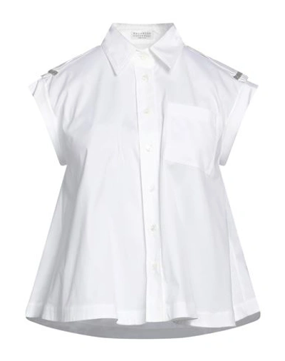 Brunello Cucinelli Woman Shirt White Size Xs Cotton, Polyamide, Elastane, Brass, Ecobrass