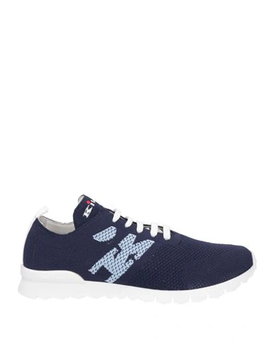Kiton Man Sneakers Bright Blue Size 11 Textile Fibers