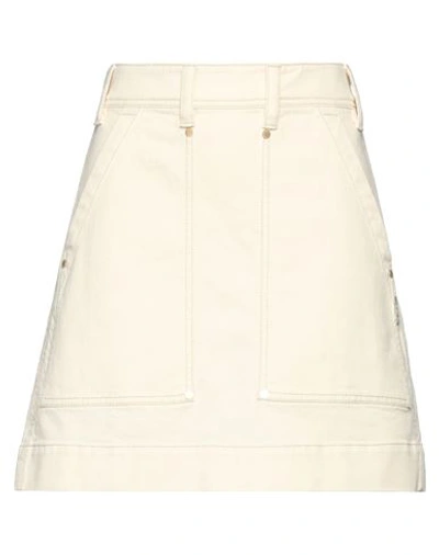 Brunello Cucinelli Woman Denim Skirt Ivory Size 8 Cotton, Elastane, Brass In White