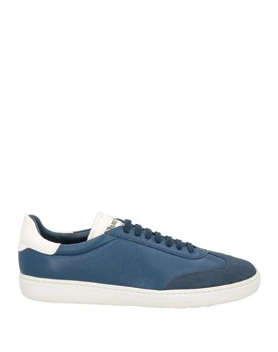 Church's Man Sneakers Blue Size 7.5 Soft Leather In Navy Blue