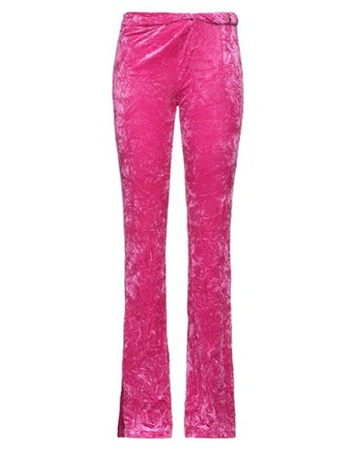 Versace Woman Pants Fuchsia Size 4 Polyester, Elastane, Acetate, Silk In Pink