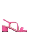 Pollini Woman Sandals Fuchsia Size 11 Leather In Pink