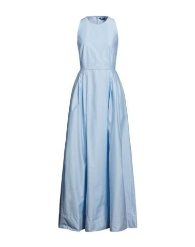 Peserico Woman Maxi Dress Sky Blue Size 6 Cotton, Elastane