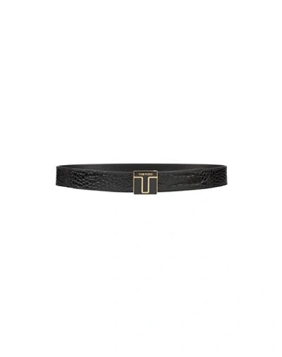 Tom Ford Woman Belt Black Size 32 Calfskin, Brass
