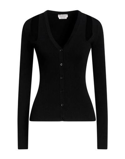 Alexander Mcqueen Woman Cardigan Black Size M Viscose, Polyester