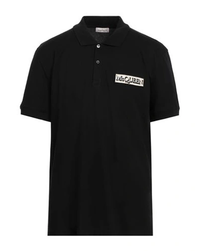 Alexander Mcqueen Man Polo Shirt Black Size S Cotton, Viscose, Polyester