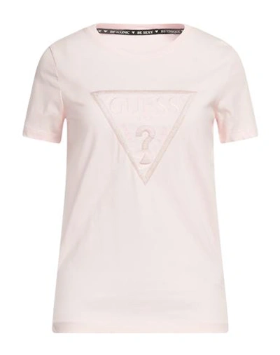 Guess Woman T-shirt Light Pink Size L Cotton