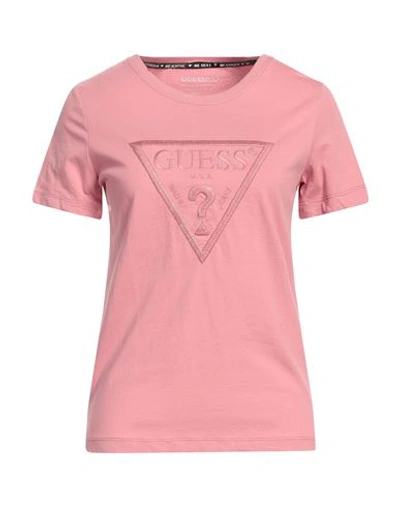 Guess Woman T-shirt Pastel Pink Size S Cotton