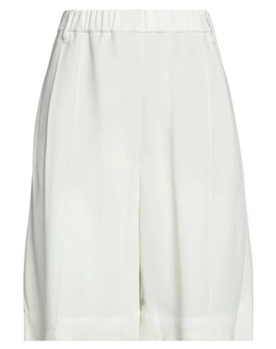 Brunello Cucinelli Woman Shorts & Bermuda Shorts Ivory Size 6 Viscose, Brass In White