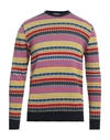 Rossopuro Man Sweater Navy Blue Size 4 Cotton In Navy Blue