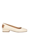 Maison Margiela Woman Ballet Flats Cream Size 8 Soft Leather In White