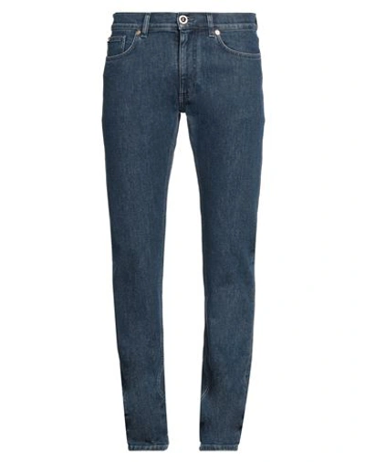 Versace Man Jeans Blue Size 35 Cotton, Polyester, Elastane, Calfskin