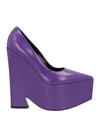 Versace Woman Pumps Purple Size 10 Calfskin