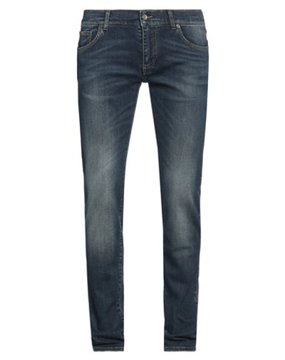 Dolce & Gabbana Man Jeans Blue Size 42 Cotton, Elastomultiester, Elastane, Bovine Leather