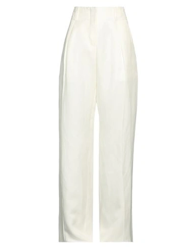 Ferragamo Woman Pants Ivory Size 4 Silk, Linen In White