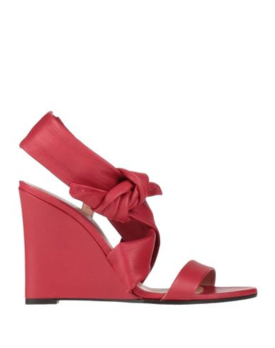 Pollini Woman Sandals Red Size 9 Soft Leather