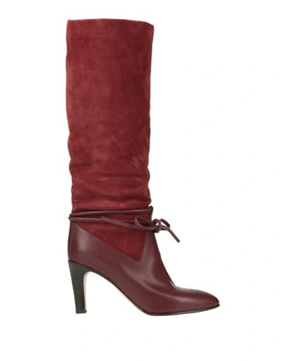 Chloé Woman Boot Burgundy Size 7.5 Leather In Red