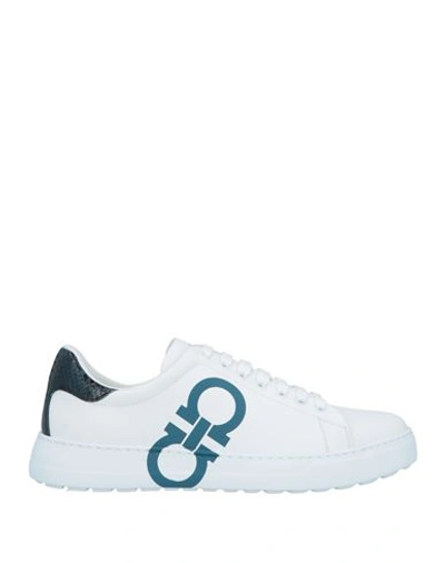 Ferragamo Gancini-print Low-top Sneakers In White