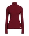 BURBERRY BURBERRY WOMAN TURTLENECK BURGUNDY SIZE L WOOL, POLYESTER