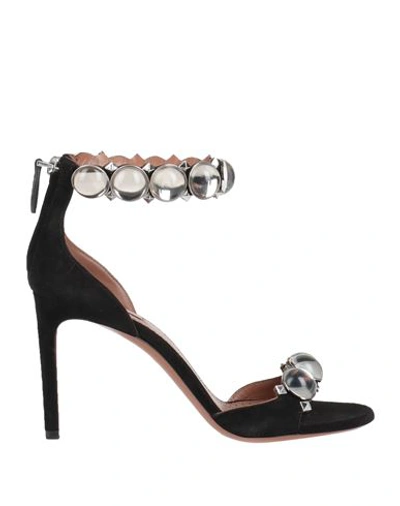 Alaïa Rhinestoned La Bombe Suede Sandals 9cm In Black