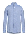Brunello Cucinelli Man Shirt Sky Blue Size L Linen, Cotton