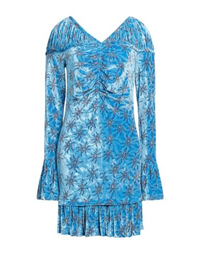 Rabanne Woman Mini Dress Azure Size 8 Viscose, Polyamide, Polyester, Elastane In Blue
