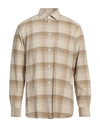 Golden Goose Check Pattern Shirt With Button-down Collar In Beige