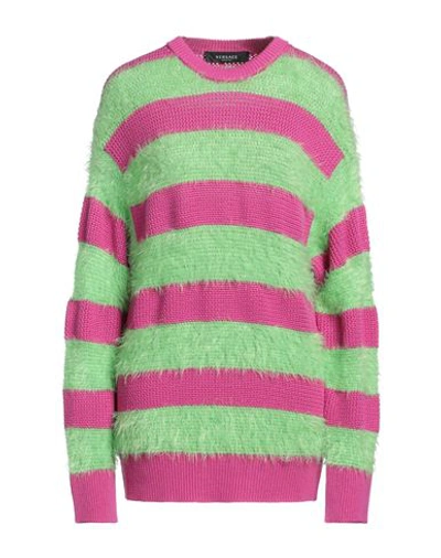 Versace Woman Sweater Fuchsia Size 4 Wool, Polyamide In Pink