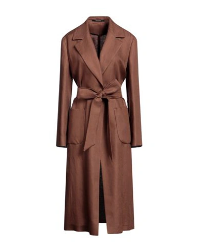 Tagliatore 02-05 Woman Overcoat Brown Size 8 Linen