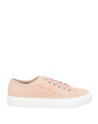 Ferragamo Woman Sneakers Blush Size 11 Textile Fibers In Pink