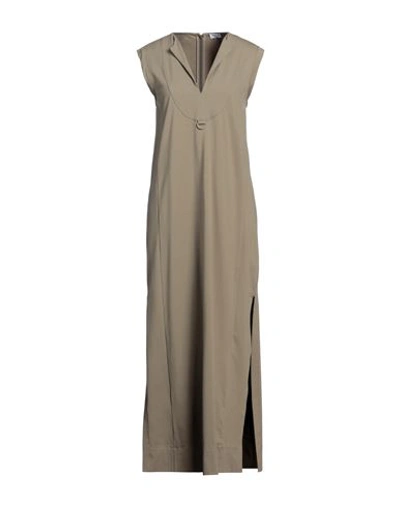 Brunello Cucinelli Woman Maxi Dress Military Green Size S Cotton, Elastane