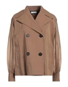 PESERICO PESERICO WOMAN OVERCOAT & TRENCH COAT BROWN SIZE 6 COTTON, POLYAMIDE