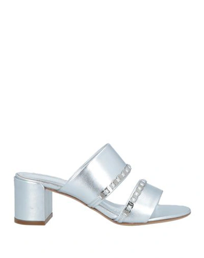 Ferragamo Woman Sandals Silver Size 6.5 Calfskin