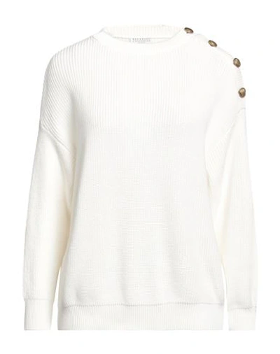 Brunello Cucinelli Woman Sweater White Size Xxl Cotton, Brass