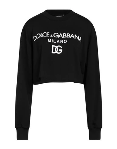 Dolce & Gabbana Cotton Cropped Fit Sweatshirt With Raw-cut Bottom In Black