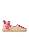 Stella Mccartney + Net Sustain Gaia Embroidered Striped Raffia Espadrilles In Red