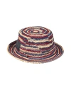 Isabel Marant Woman Hat Blue Size Onesize Natural Raffia