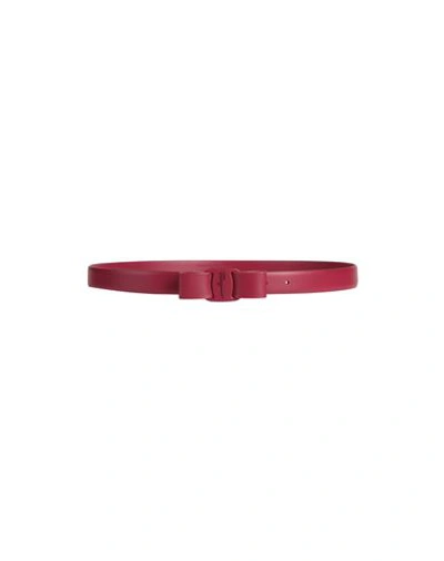 Ferragamo Woman Belt Burgundy Size 39.5 Soft Leather In Red