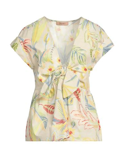 Twinset Woman Top Cream Size 6 Cotton In White