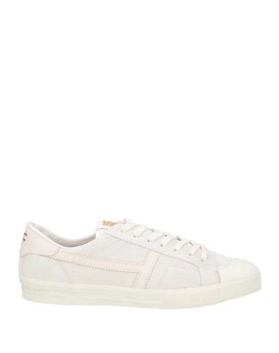 Tom Ford Canvas & Leather Sneaker In White