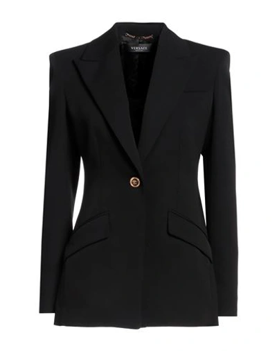 Versace Woman Blazer Black Size 4 Wool, Elastane